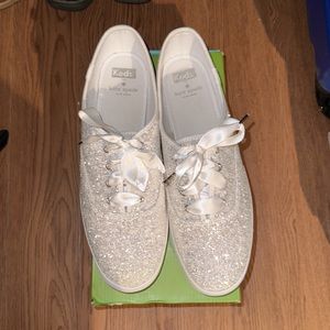 NIB Keds / Kate Spade White Glitter Sneakers